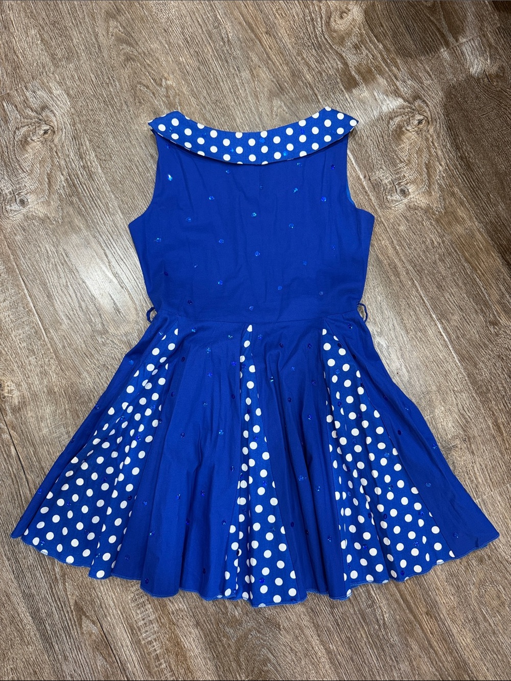 Body Wrappers Royal Blue Polka Dot Fit-&-Flare Dress / Dance Costume